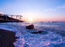Крым, Симеиз, рассвет на городском пляже, под Дивой